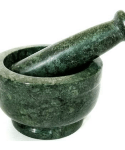 Green Marble Mortar and Pestle Set Spice Mixer Grinder Set Khalbatta Okhli Kharal Masher Idi Kallu Khal Musal Imam Dasta For Kitchen - 4 x 4 x 2.5 Inch